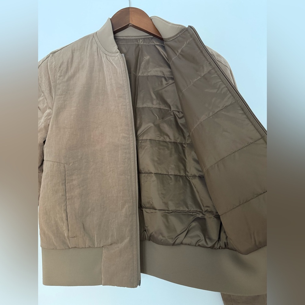 Lululemon Reversible Insulated Non-Stop Cotton Bomber Jacket Artifact brown sz 4 - Picture 13 of 16
